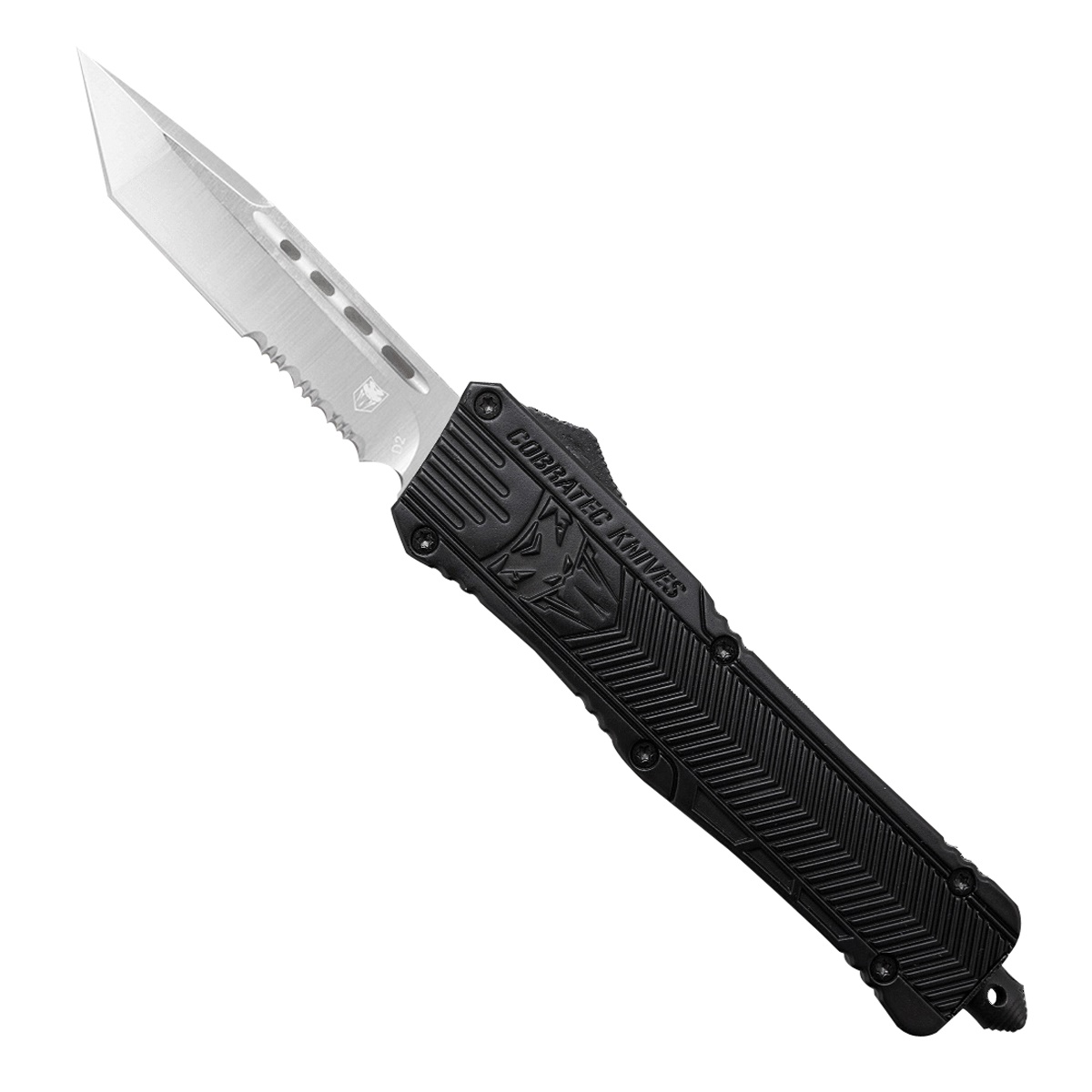 CobraTec Knives CTK-1 Large OTF Knife Tanto Serrated, Black - LBCTK-1LTS - Cobratec Knives Llc