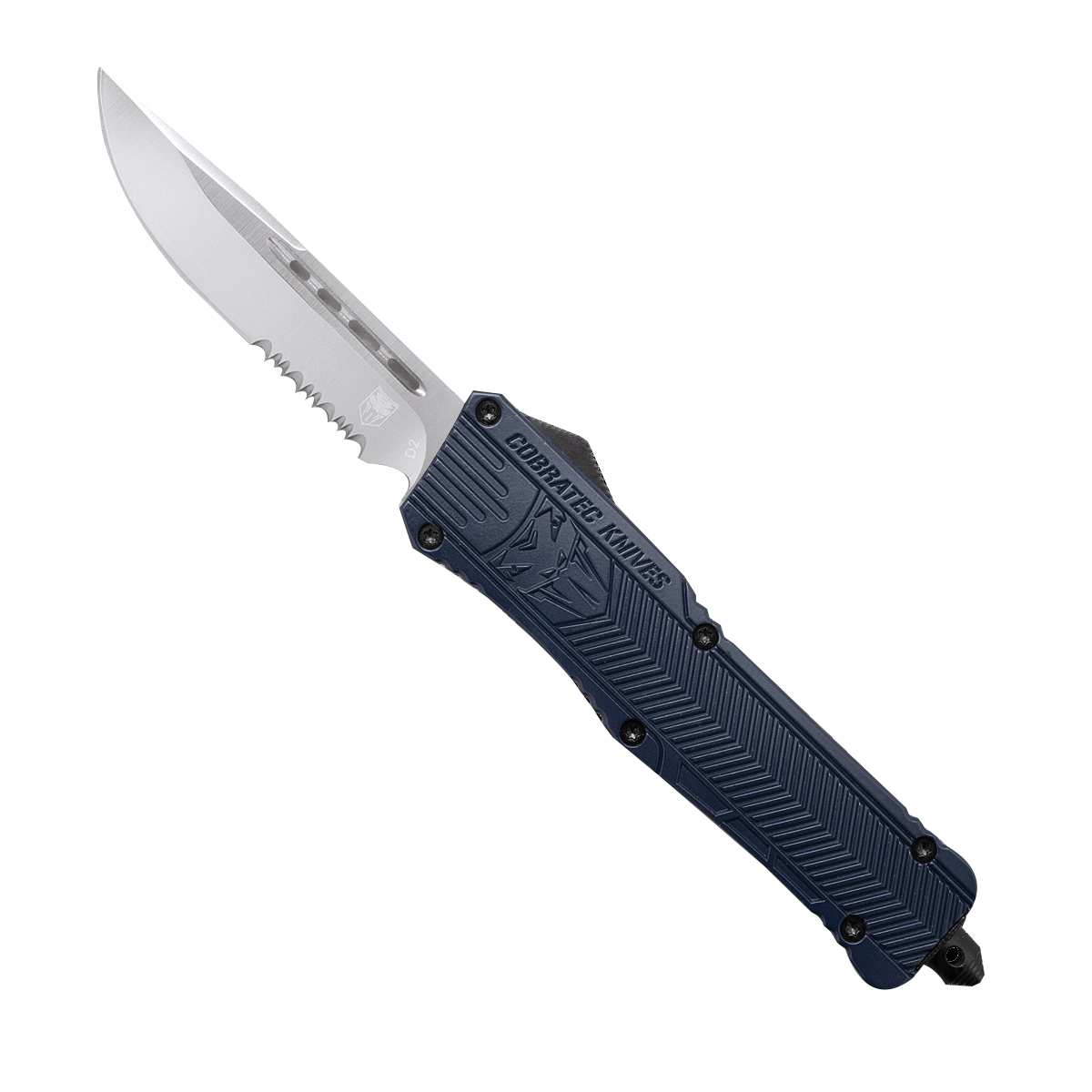 CobraTec Knives CTK-1 Large OTF Knife Drop Serrated Point, NYPD Blue - LNYCTK-1LDS - Cobratec Knives Llc