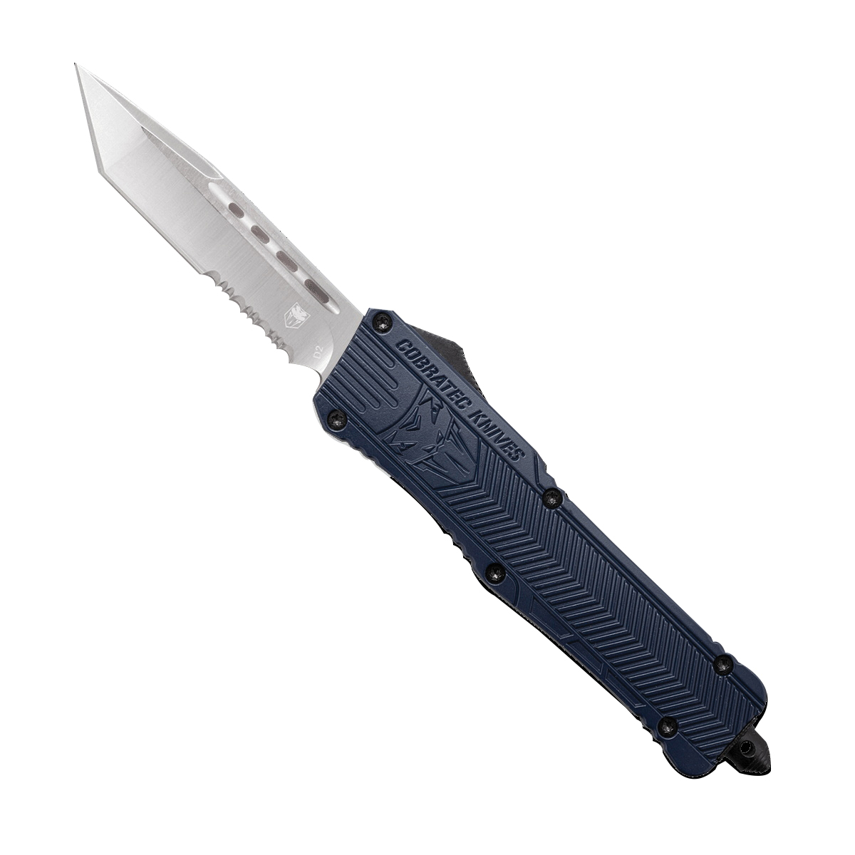 CobraTec Knives CTK-1 Large OTF Knife Tanto Serrated, NYPD Blue - LNYCTK-1LTS - Cobratec Knives Llc