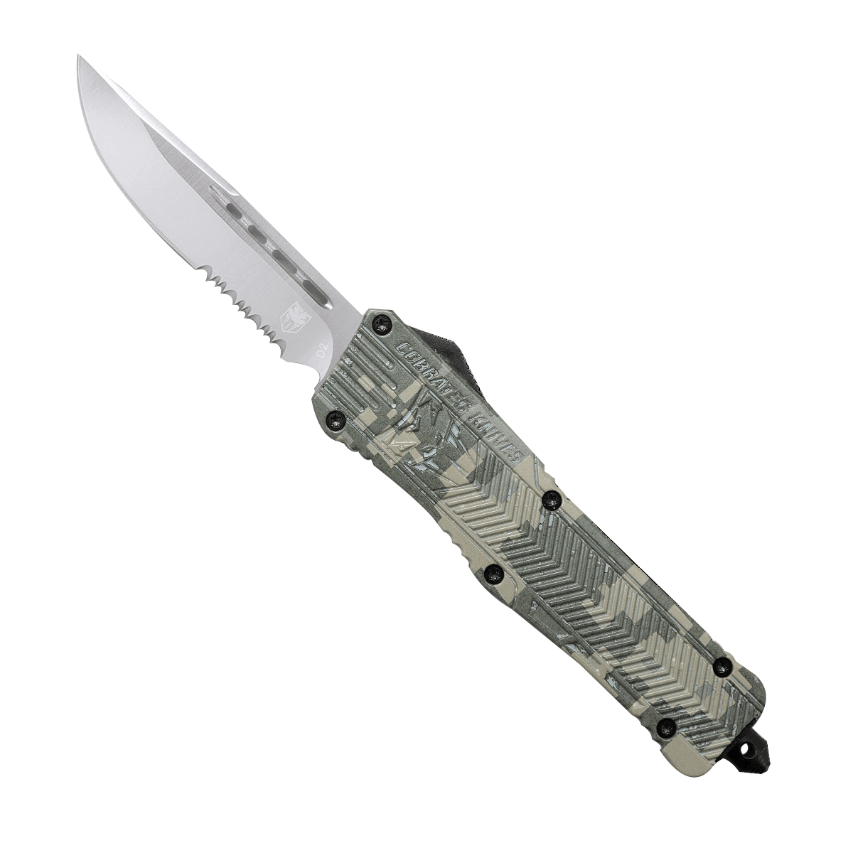 CobraTec Knives CTK-1 Large OTF Knife Drop Serrated Pont, Army DigiCamo - LADCCTK-1LDS - Cobratec Knives Llc