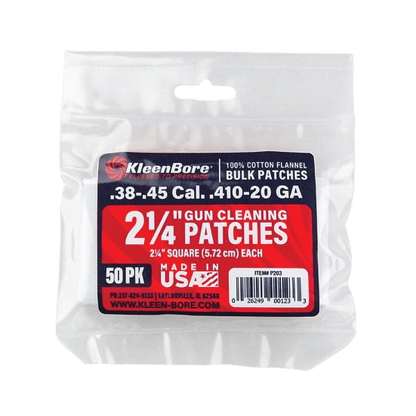 Kleenbore Super Shooter Cotton Flannel Cleaning Patches 2.25" - Gun Cleaning Supplies - P203 - Kleenbore
