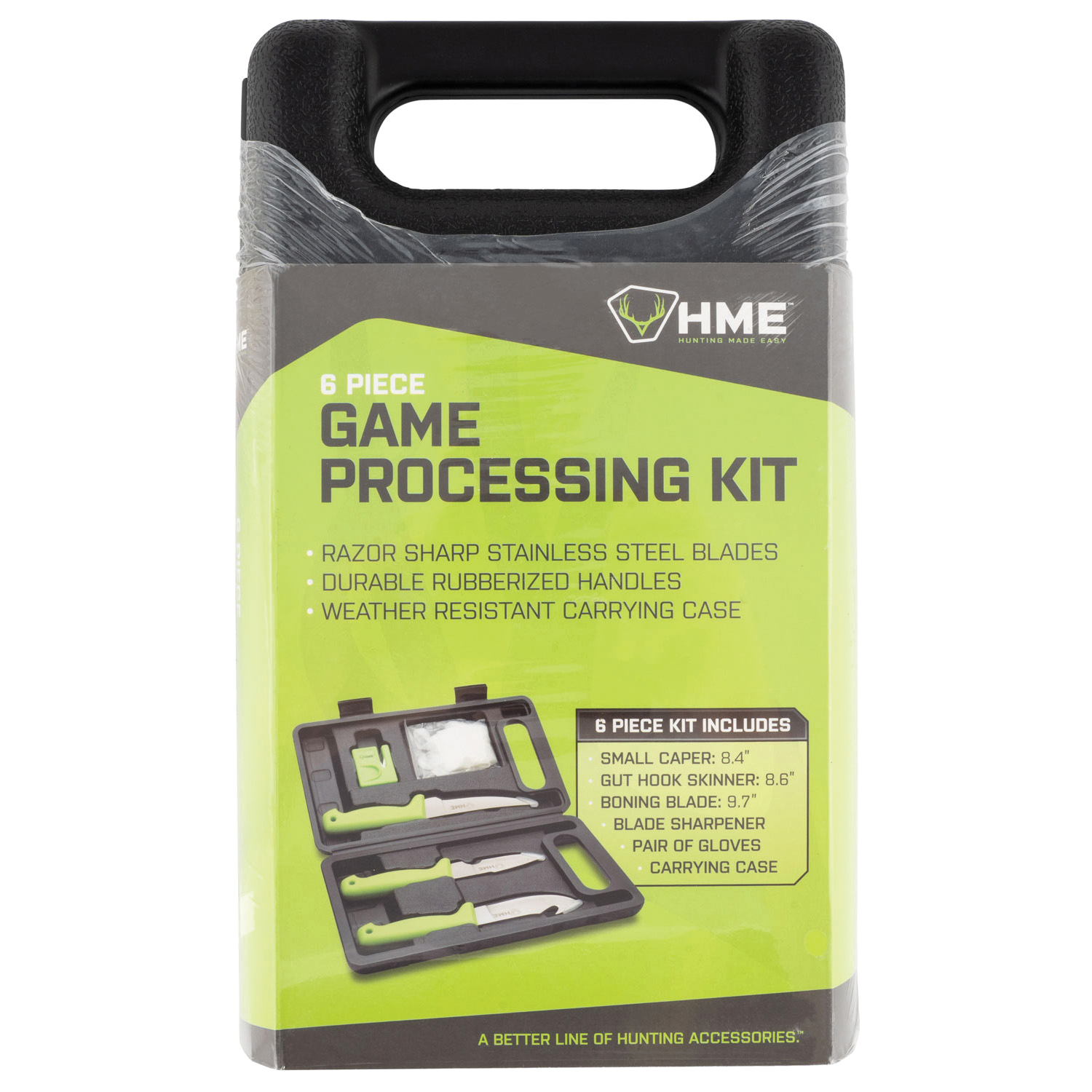 HME Hunting Dressing Kit, Gut Hook, Caper, and Drop Point Blades for Versatile Use - HME-KN-6PHDK - Hme