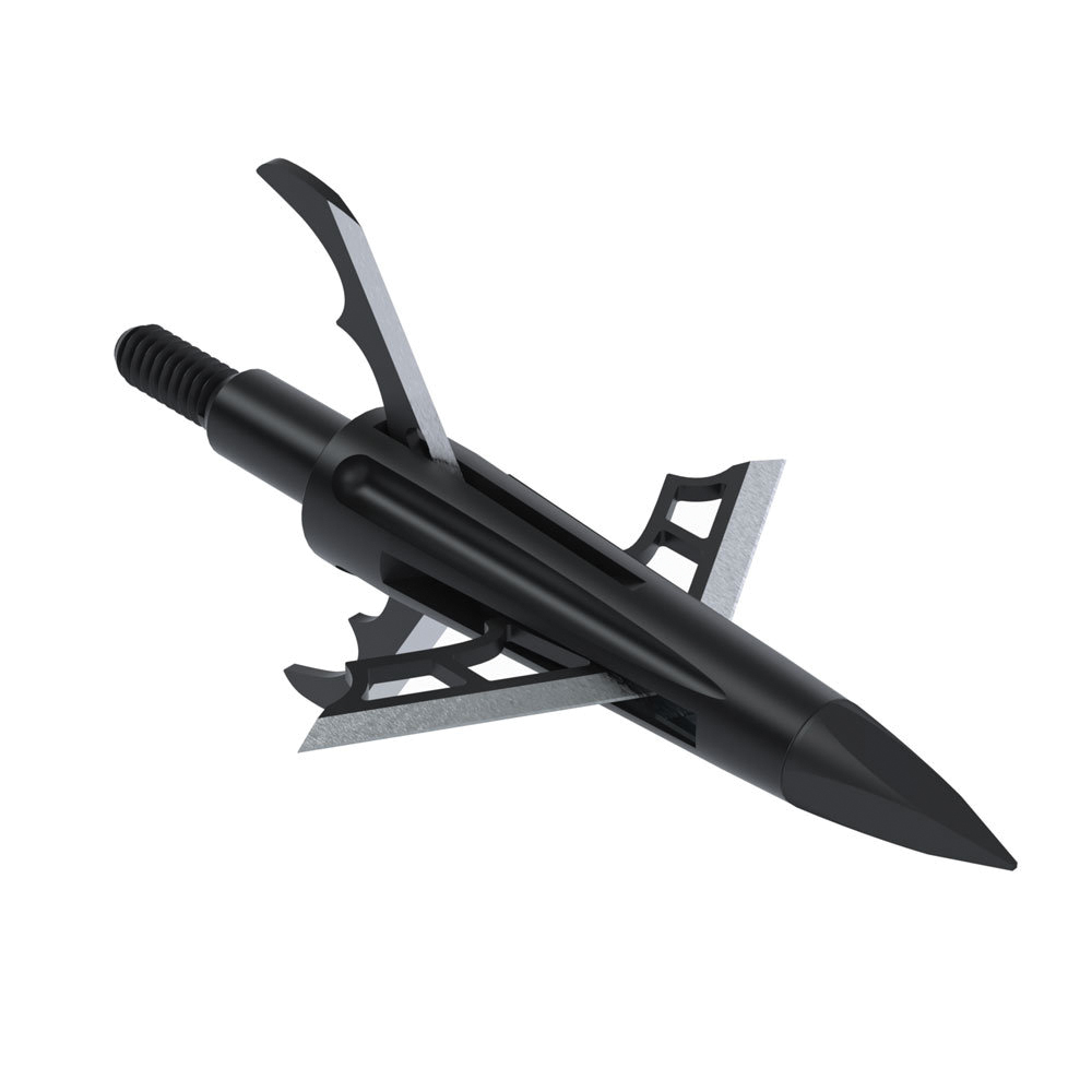 NAP DK4 Crossbow 1.38"/125 gr 4-Blade Hybrid Mechanical Broadhead, Black Pack of 3 - Nap