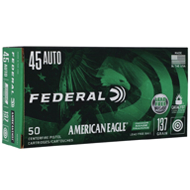 Federal American Eagle .45 ACP 140 gr Ammo Lead-Free IRT - 50rds - AE45LF1 - Federal