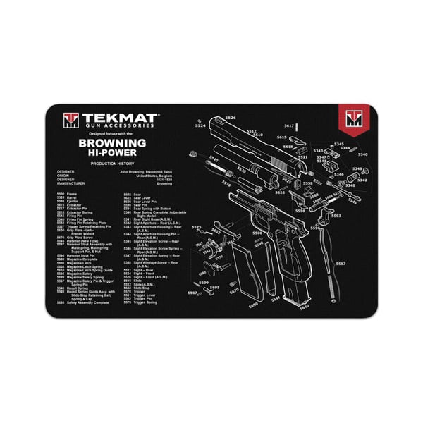 TekMat Rubber Cleaning Mat 11" x 0.13" - Black/White - TEKR17BROWNINGHP - Tekmat