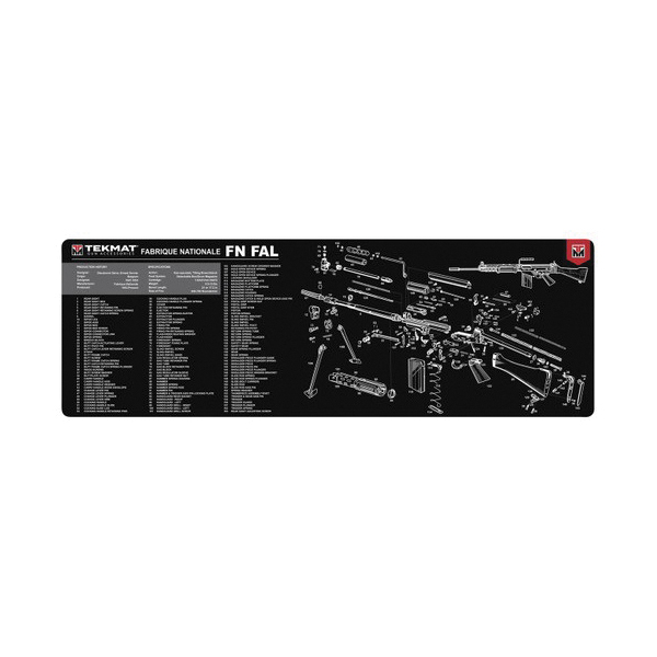 TekMat FN FAL Rubber Cleaning Mat 12" x 0.13" - Black/White - TEKR36FNFAL - Tekmat