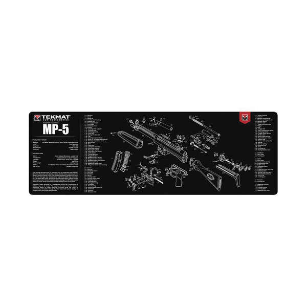TekMat Heckler & Koch MP5 Rubber Cleaning Mat 12" x 0.13" - Black/White - TEKR36HKMP5 - Tekmat