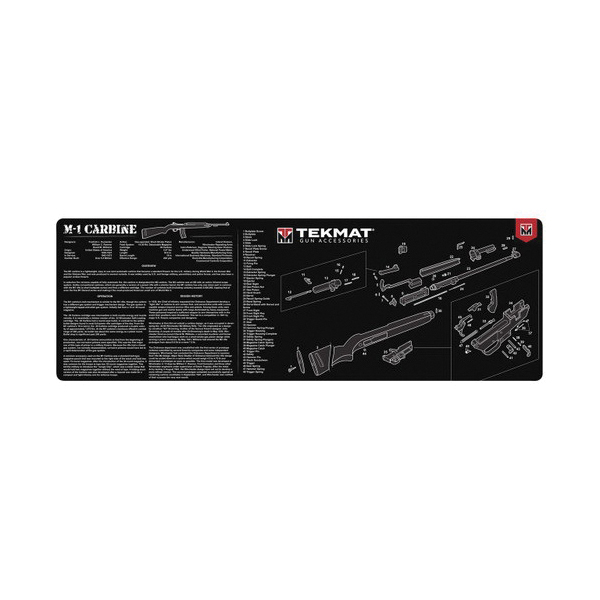 TekMat Rubber Cleaning Mat 12" x 0.13" - Black/White Firearm Maintenance Mat - TEKR36M1CARB - Tekmat