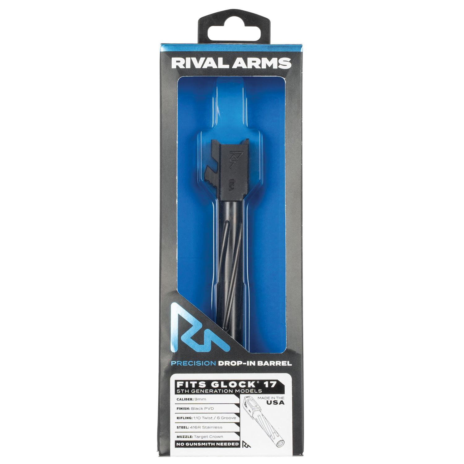Rival Arms V1 Drop-In Barrel for Glock 17 Gen5, Black - RA20G103A - Rival Arms