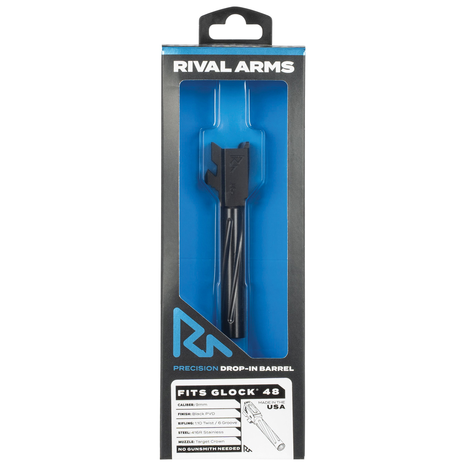 Enhance Accuracy with Rival Arms V1 Drop-In Barrel for Glock 48 - Black - RA20G801A - Rival Arms