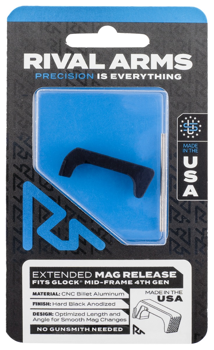 Rival Arms Magazine Release Glock Gen4 Extended Hard Black Anodized Aluminum - Rival Arms