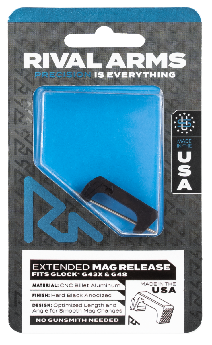 Rival Arms Magazine Release Extended Black Anodized Aluminum for Glock 43X, 48 - Rival Arms
