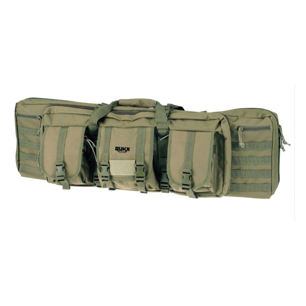 Rukx Gear Tactical Double Gun Case - Durable 600D Polyester, Green - ATICT36DGG - Rukx Gear