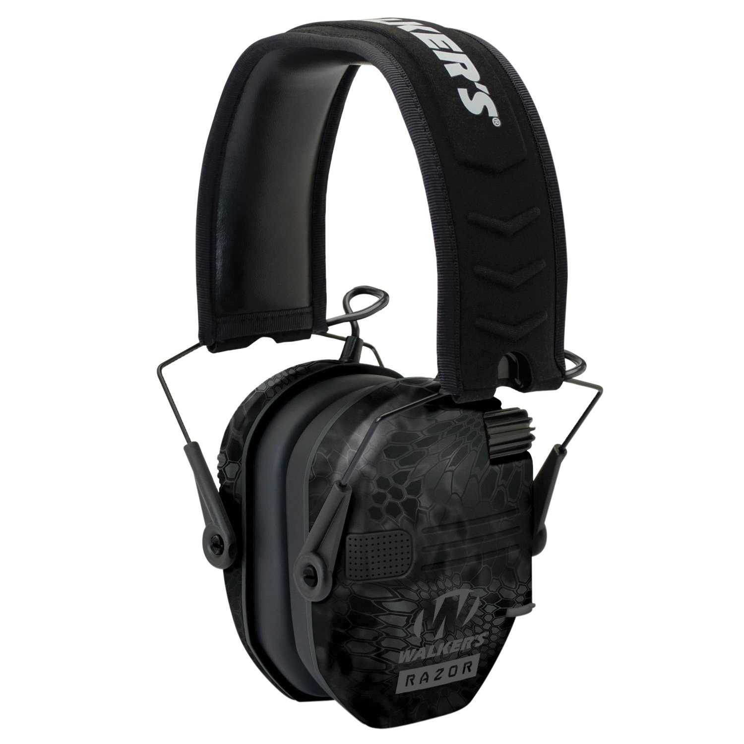 Walker Razor Slim Electronic Polymer Earmuff 23 dB, Black/Typhoon Camo - GWP-RSEM-YP - Walkers Game Ear