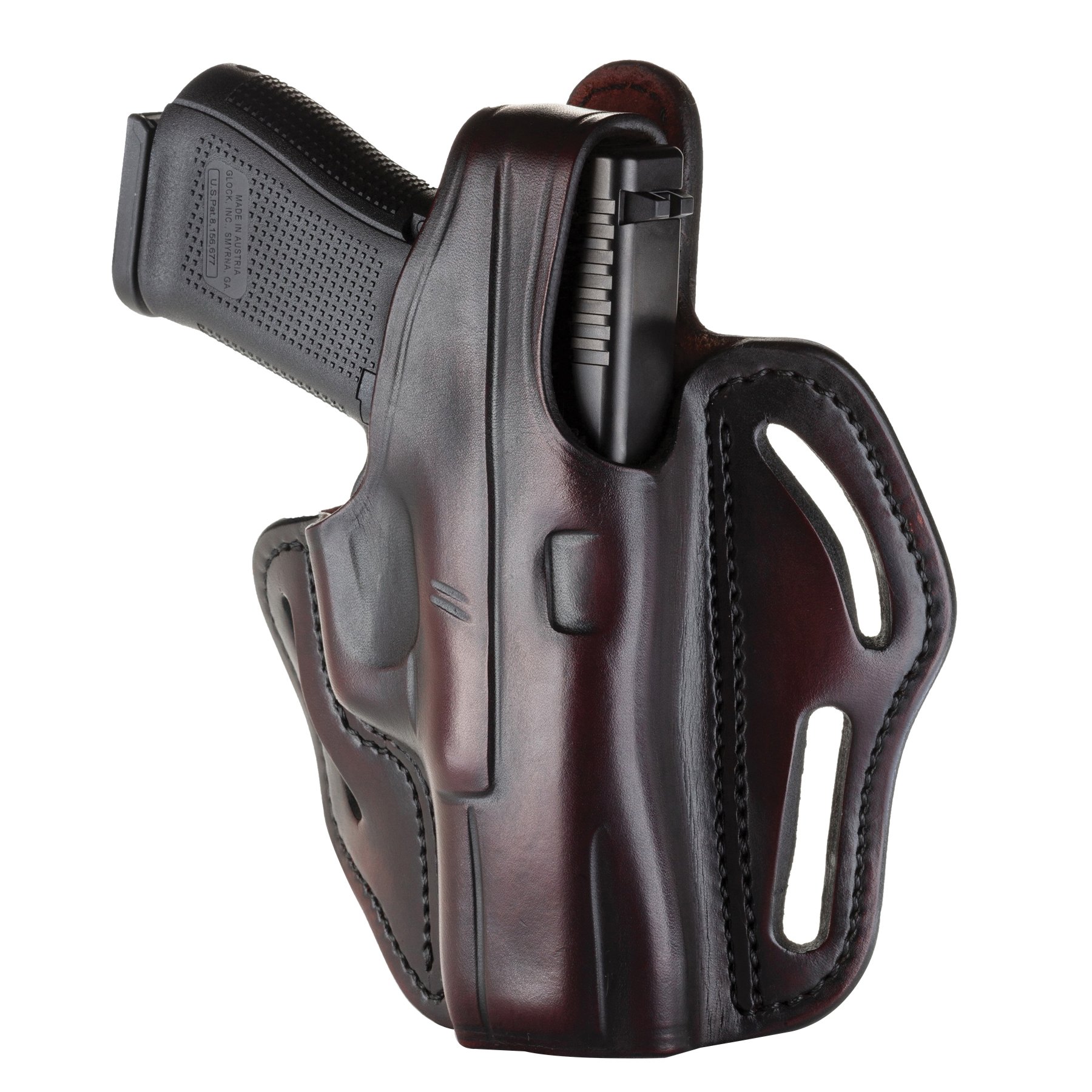 1791 Gunleather BHX Glock 19/Sig P228/MP40/XD9 Leather OWB Holster Right 03, Brown - BHX3SBRR - 1791 Gunleather