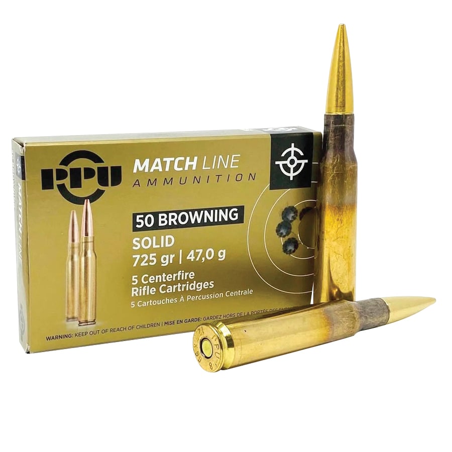 PPU USA Match .50 BMG 725 gr Ammo FMJ Solid - 5rds - PPM50 - Prvi Partizan