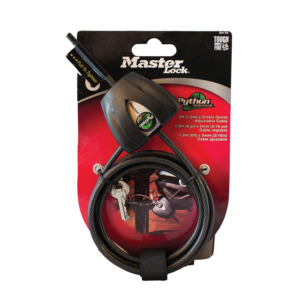 Covert Scouting Master Lock Python Vinyl Security Cable 0.31" - Secure Your Gear in Black - 2168 - Covert Cameras