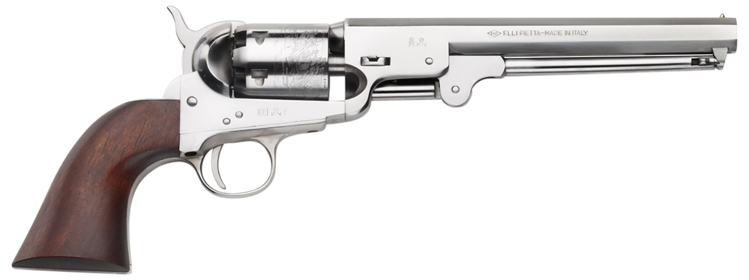 Pietta 1851 Navy Old Silver .36 Cal Revolver 7.50" 6rds, Old Silver - Antique Style - PF51OS36712