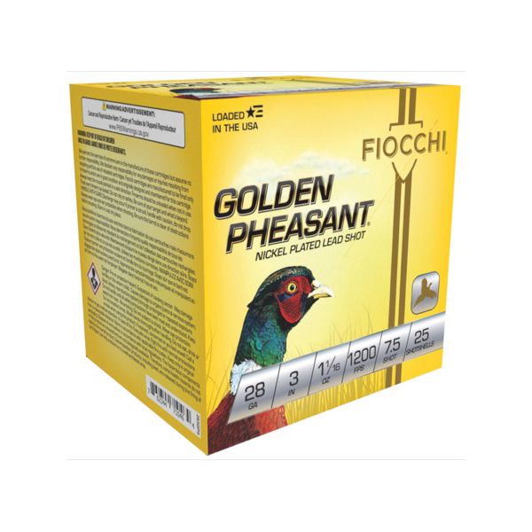 Fiocchi Golden Pheasant 28 Gauge 3" #7.5 - 1.06 oz - 25rds - 283GP75 - Fiocchi