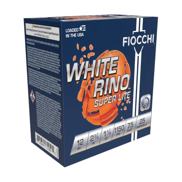 Fiocchi White Rino Super Light 12 Gauge 2.75" #7.5 Shot - 1.12 oz - 25rds - 12WRSL75 - Fiocchi