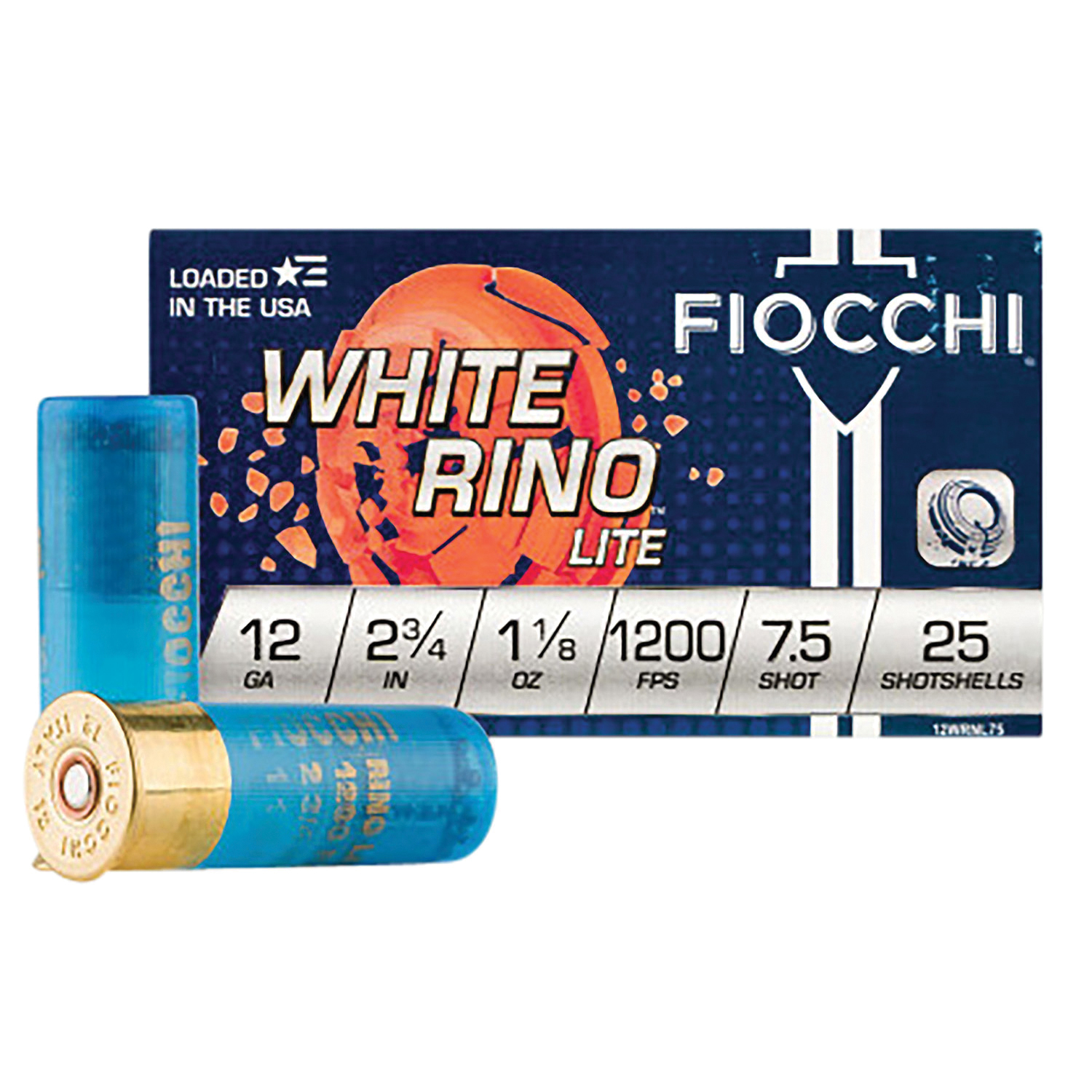 Fiocchi White Rino Lite 12 Gauge 2.75" #7.5 Shot - 1.12 oz - 25rds - 12WRNL75 - Fiocchi
