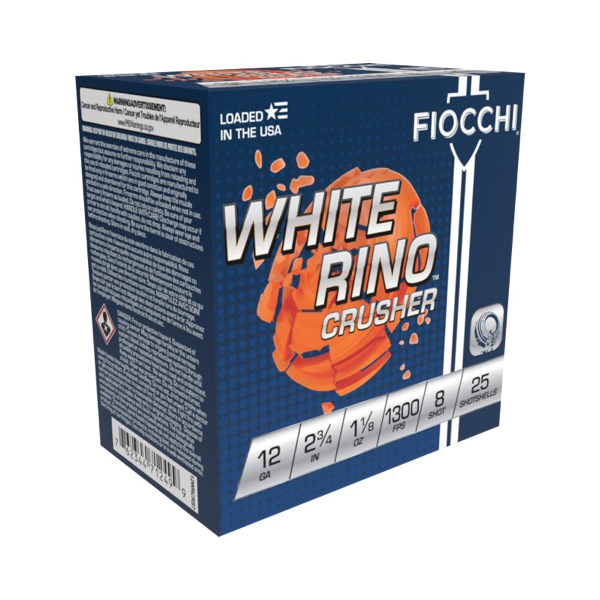 Fiocchi White Rino Crusher 12 Gauge 2.75" #8 Shot - 1.12 oz - 25rds - 12WRCRS8 - Fiocchi