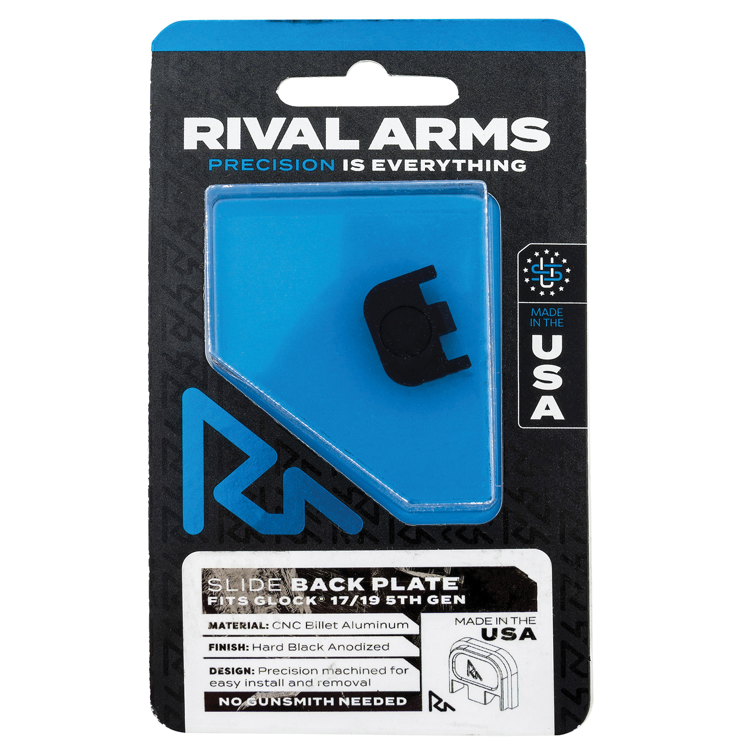 Rival Arms Slide Back Cover Plate for Glock 19 Gen5, Black - RA-RA43G004A - Rival Arms