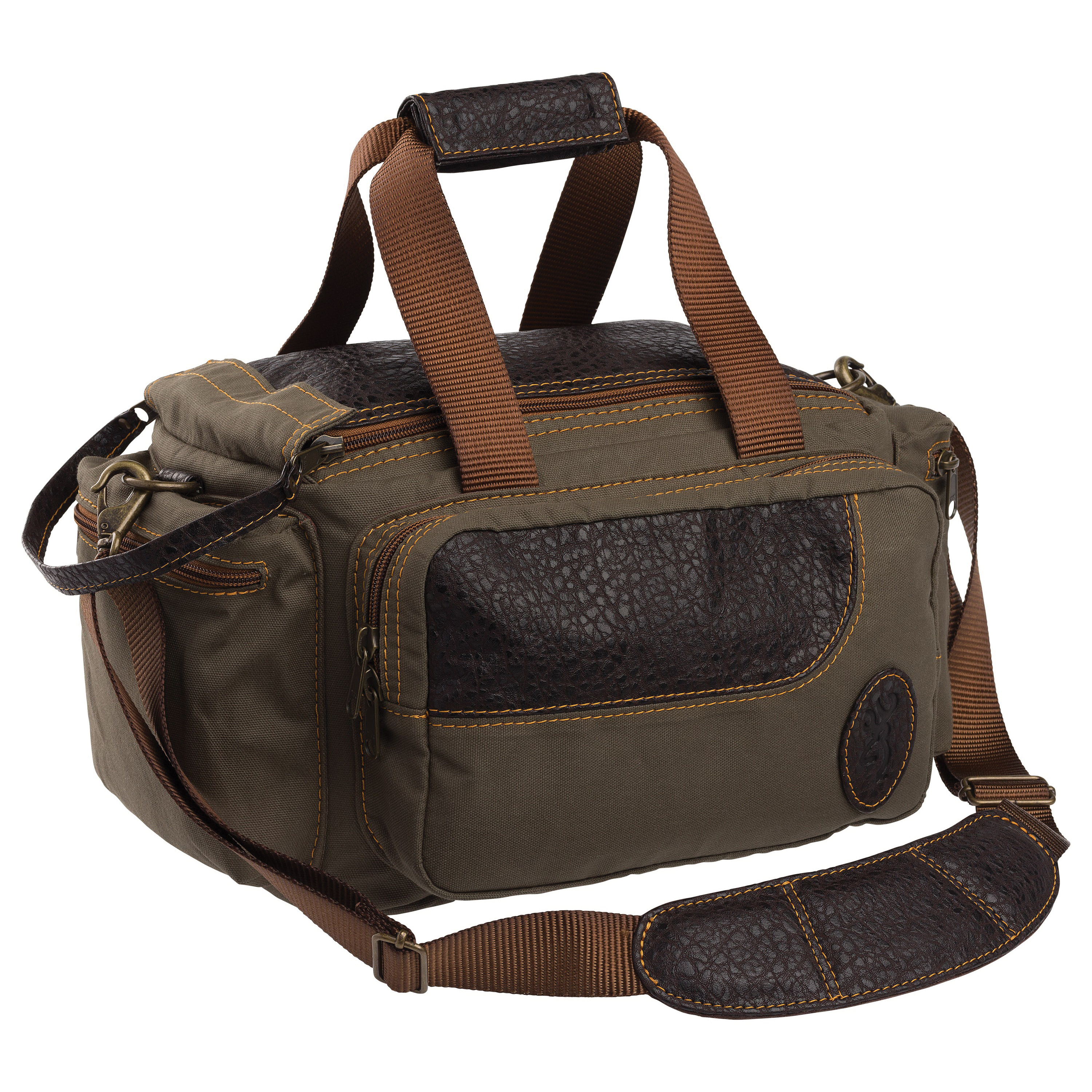 Browning Laredo Cotton Canvas/Leather Shooting Bag, Olive - 121504841 - Browning