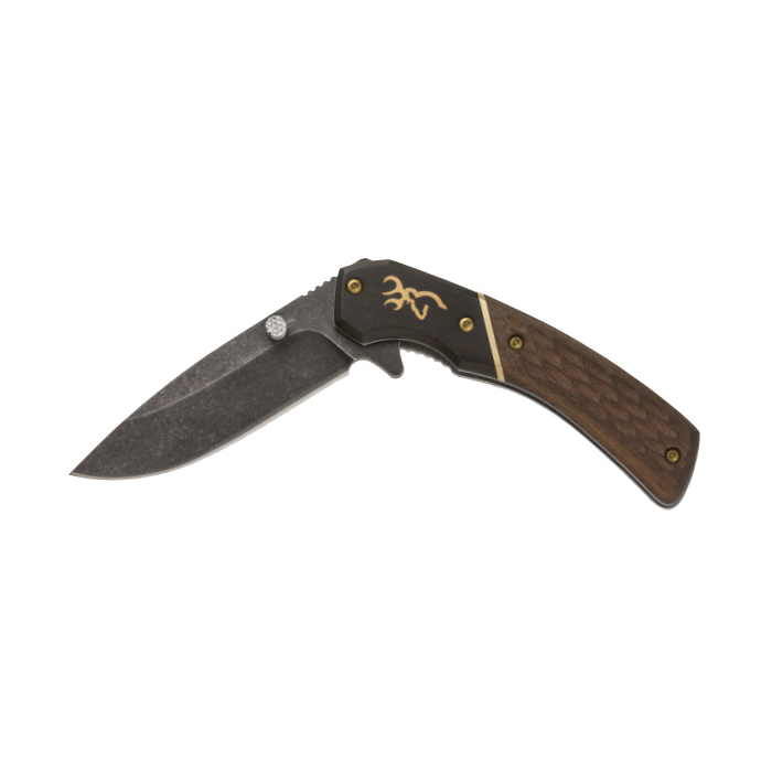 Browning Hunter Small Folding Knife Drop Point, Black Stonewash - 3220390 - Browning