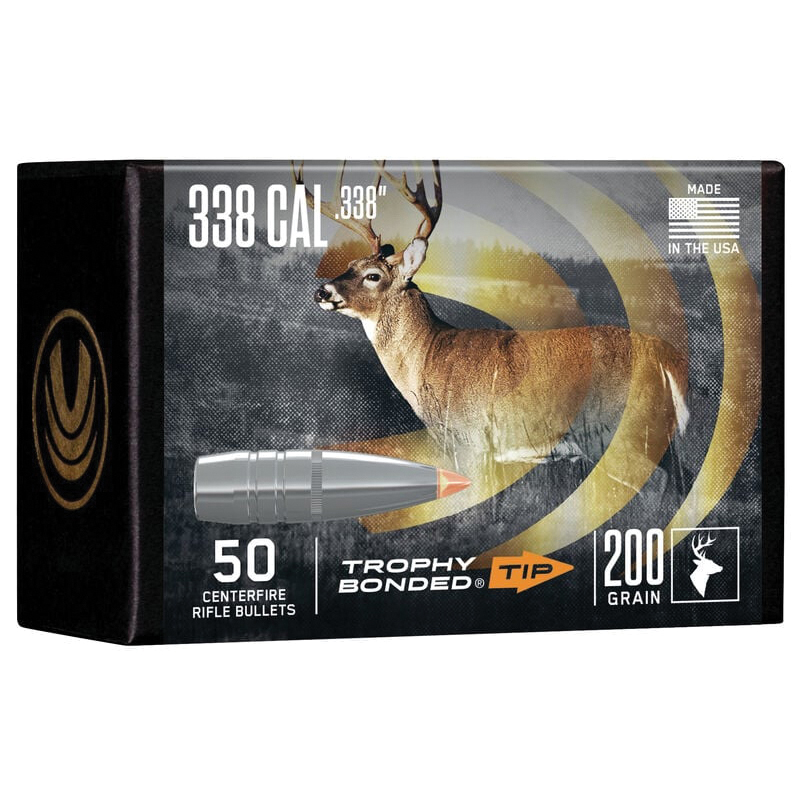 Federal Premium .338 Cal 300 gr Reloading Bullets  Trophy Bonded Tip 50rds - PB338TT200 - Federal