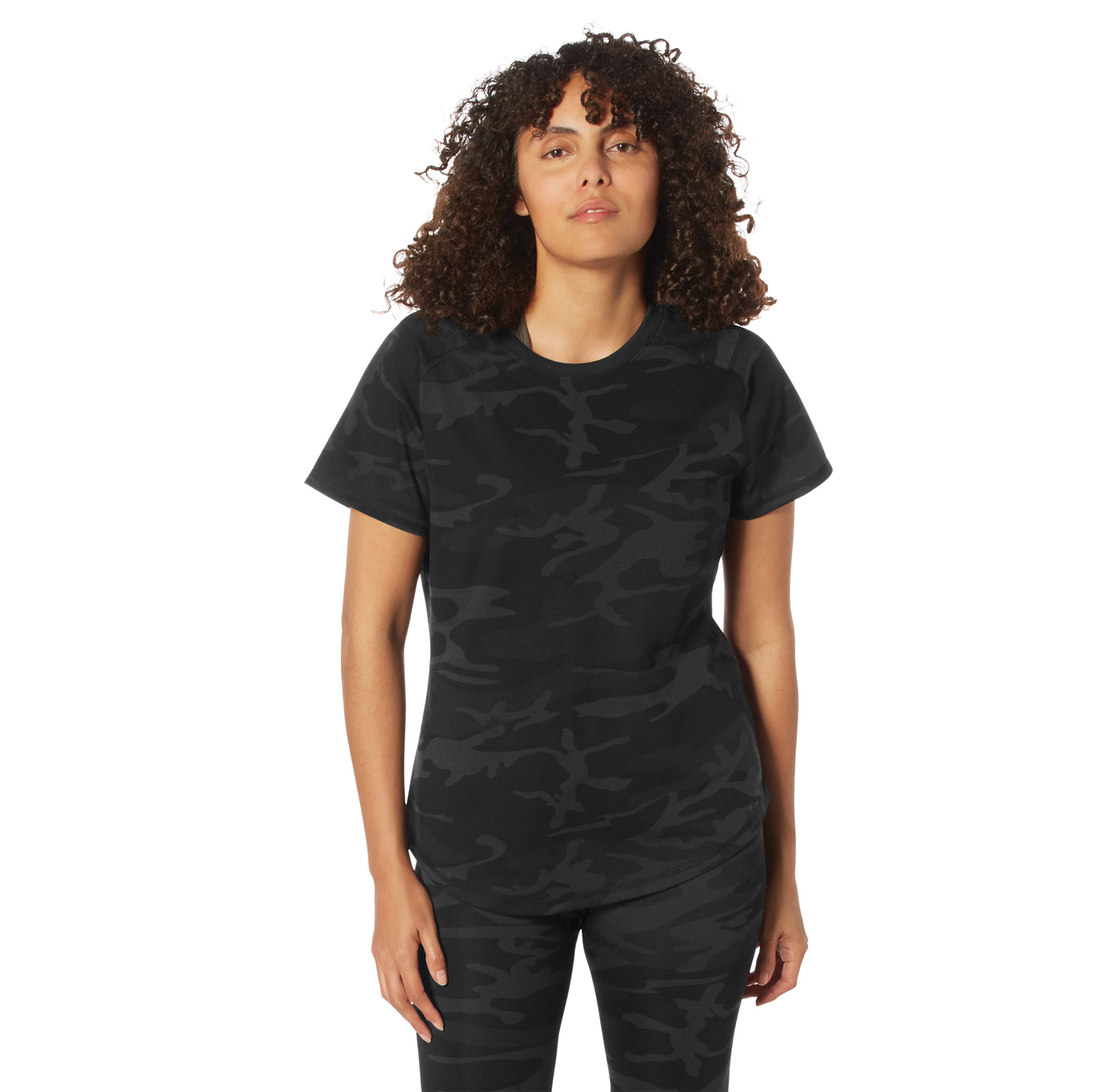 Rothco Rothco Womens Essential Raglan Sleeve T-Shirt - Midnight Black Camo, Large