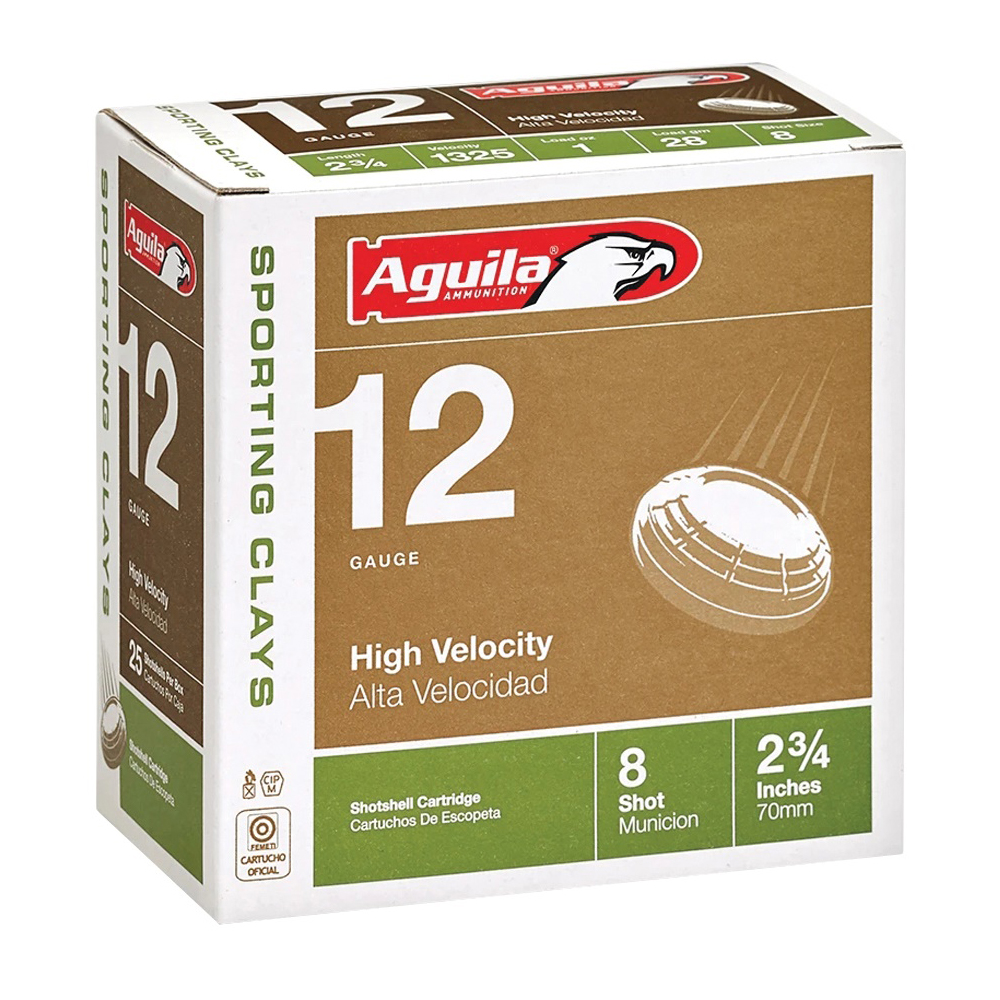 Aguila Sporting Clays High Velocity 12 Gauge 2.75" #8 Shot - 1 oz - 25rds - 1CHB1286 - Aguila
