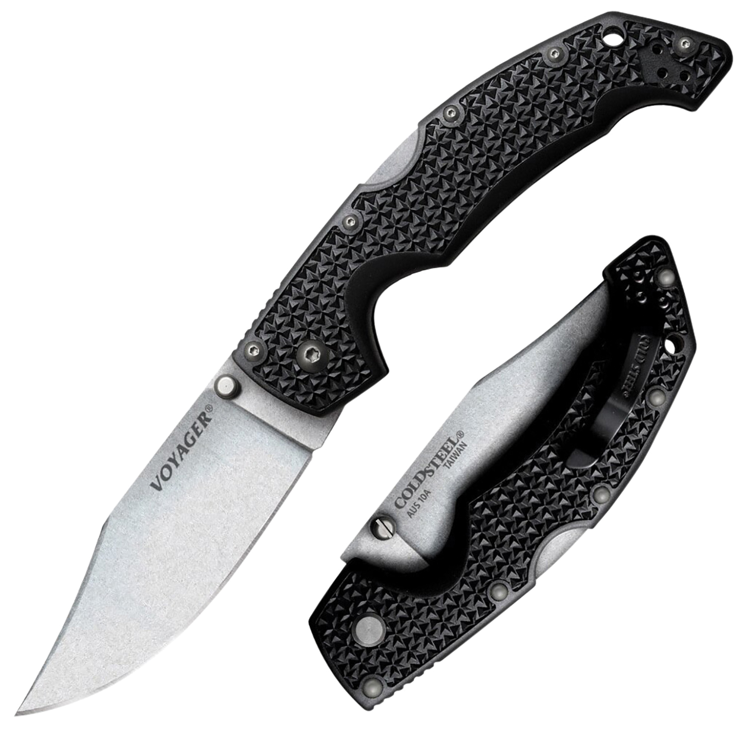 Cold Steel Voyager Large Folding Knife Clip Point, Black - CS29AC