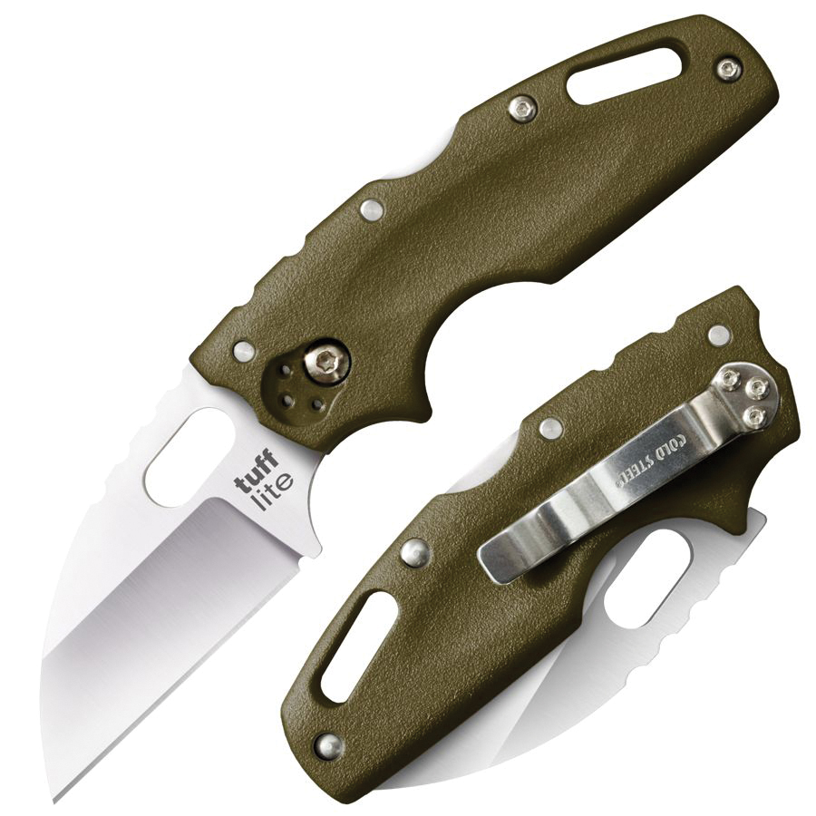 Cold Steel Tuff Lite Folder Plane Edge Knife Clip Point, OD Green - CS-20LTG - Cold Steel