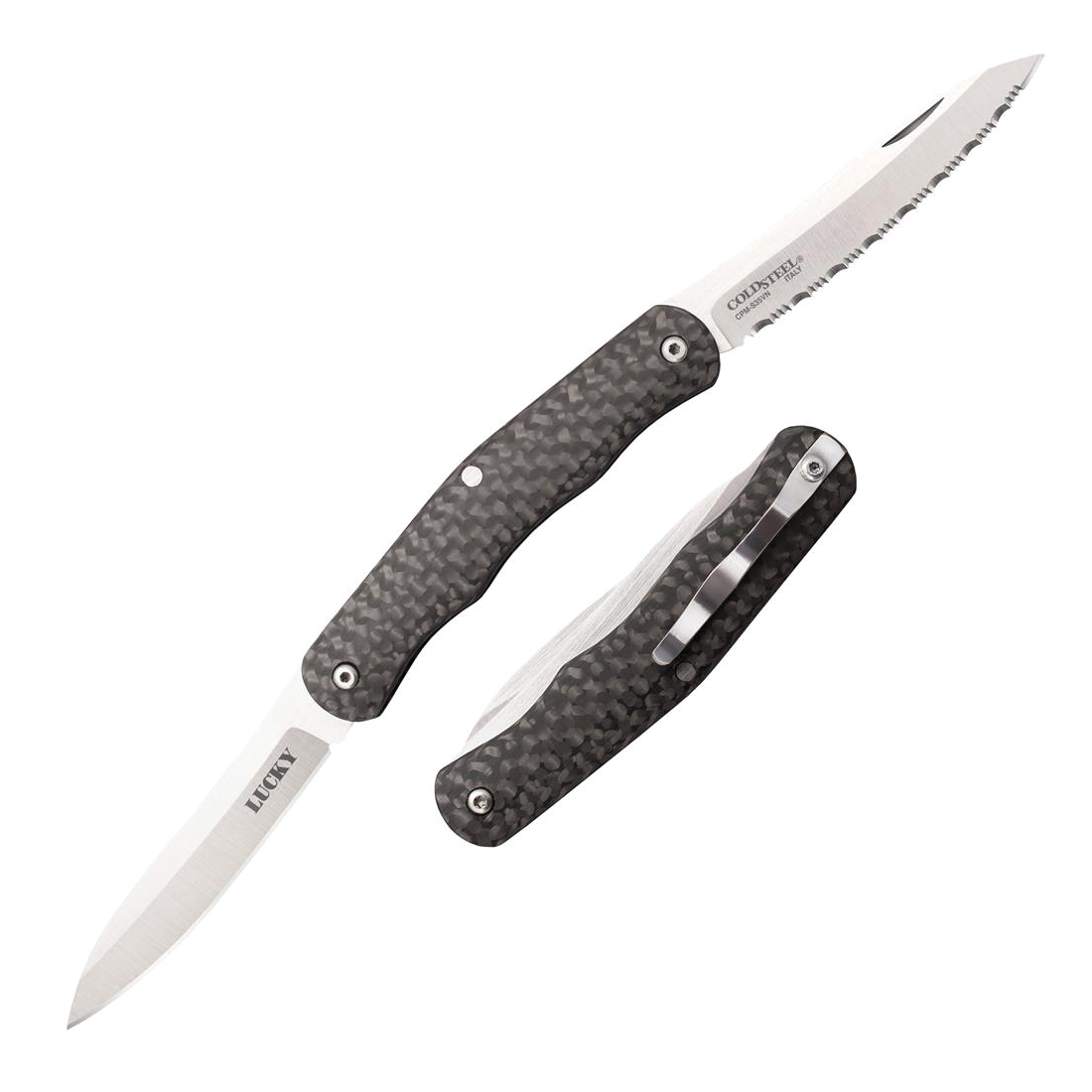 Cold Steel Lucky Folding Knife Clip Point Blade in Bold Black - CS-54VPN - Cold Steel