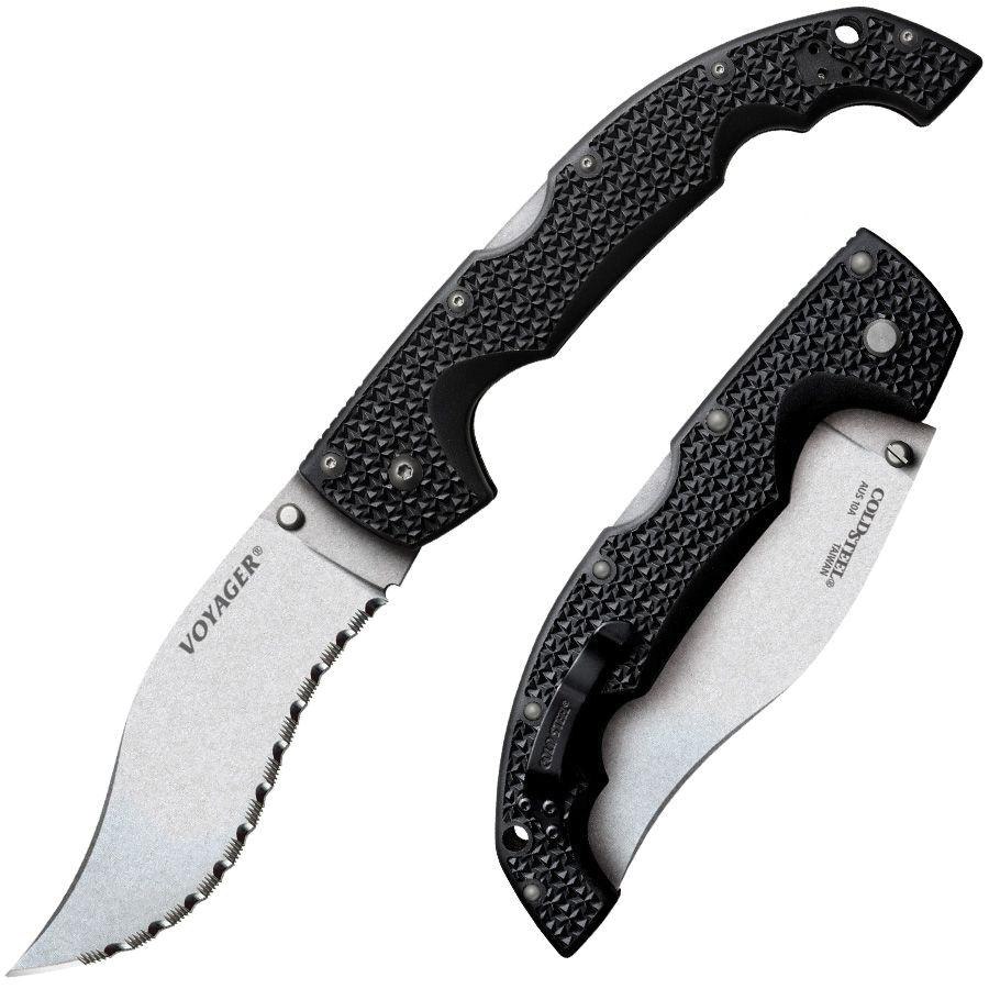 Cold Steel Voyager Large Kukri Folder Serrated Edge for Versatile Use in Black - CS-29AXVS - Cold Steel