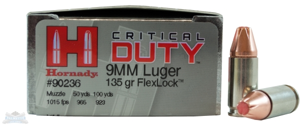 Hornady 9mm 135gr FlexLock Critical Duty Ammunition 25rds - 90236 - Hornady