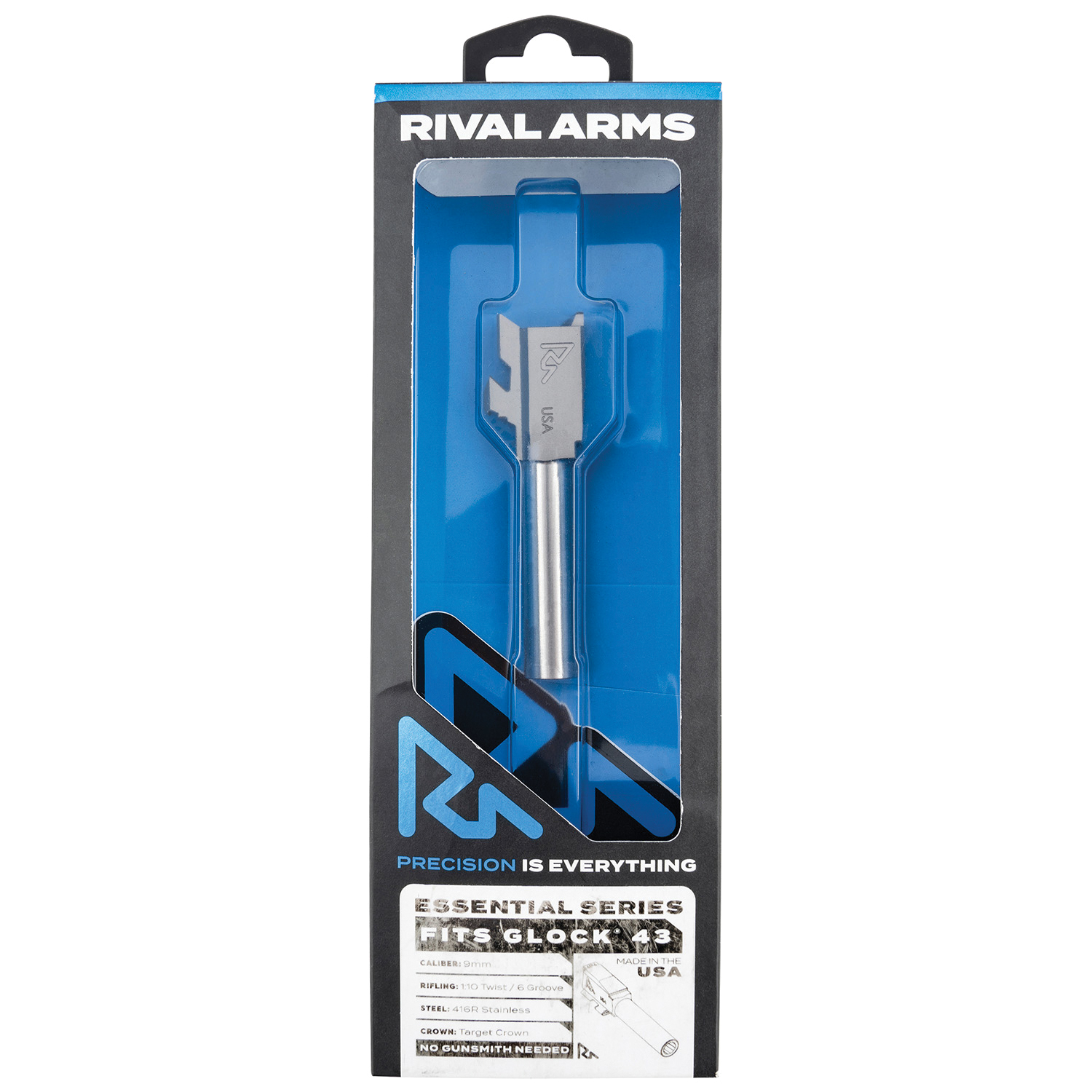 Rival Arms V2 Drop-In Barrel for Glock 43X, Stainless - Upgraded - RA-RA22G301D - Rival Arms