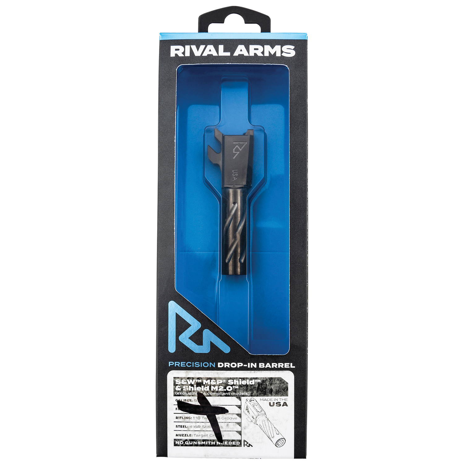 Rival Arms V1 Drop-In Barrel for S&W M&P Shield M2.0, Graphite - RA-RA20S101B - Rival Arms