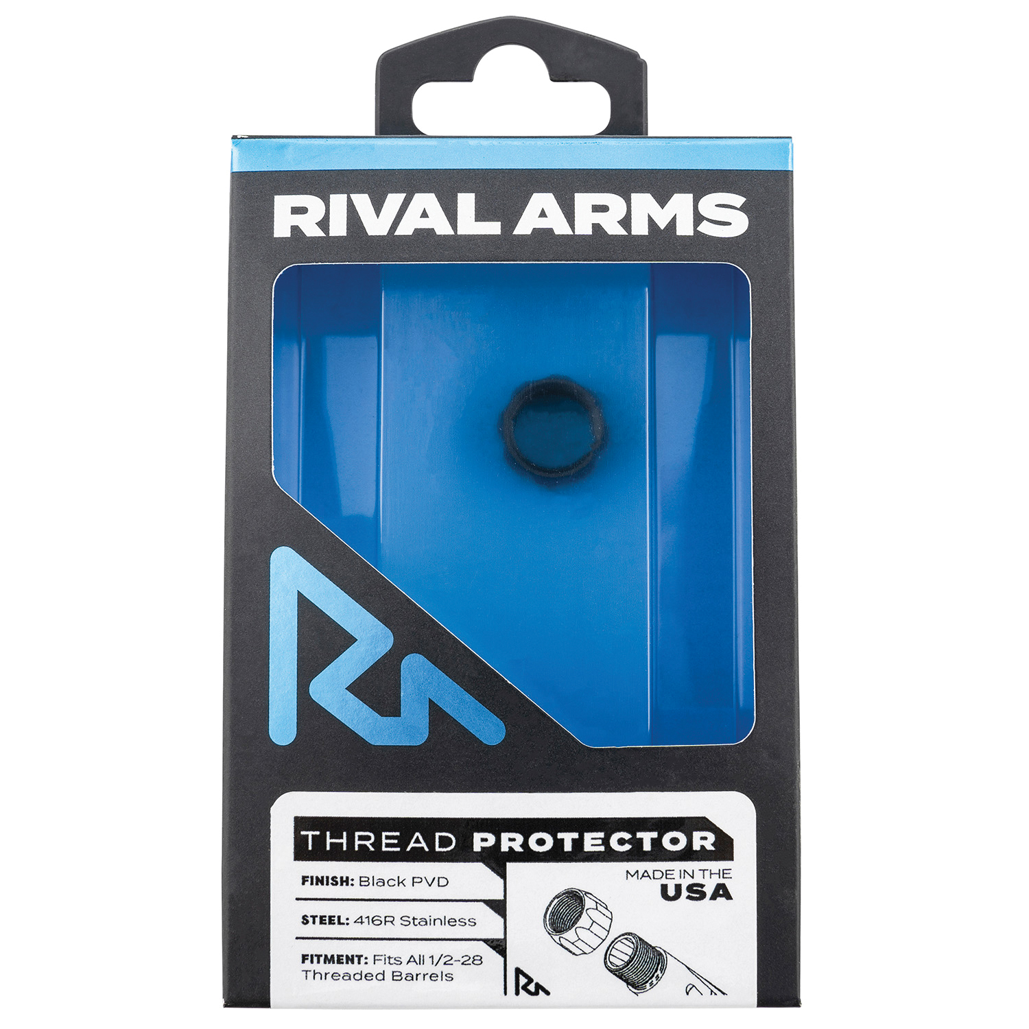 Rival Arms Barrel Thread Protector 1/2"-28 tpi, Black PVD - Protective Thread Cover - RA-RA300001A - Rival Arms