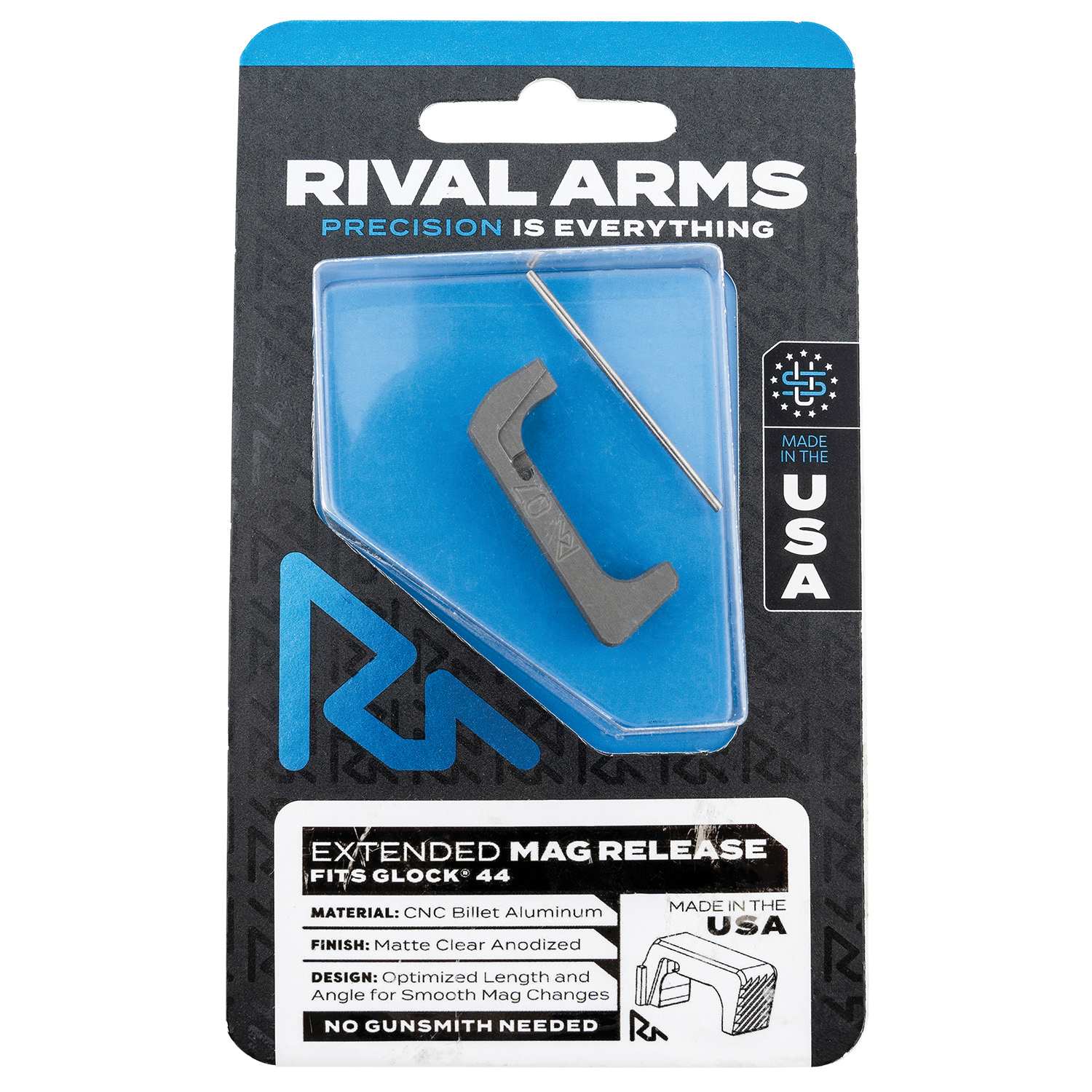 Rival Arms Extended Magazine Release for Glock 44, Natural Gray Anodized - RA-RA72G006D - Rival Arms