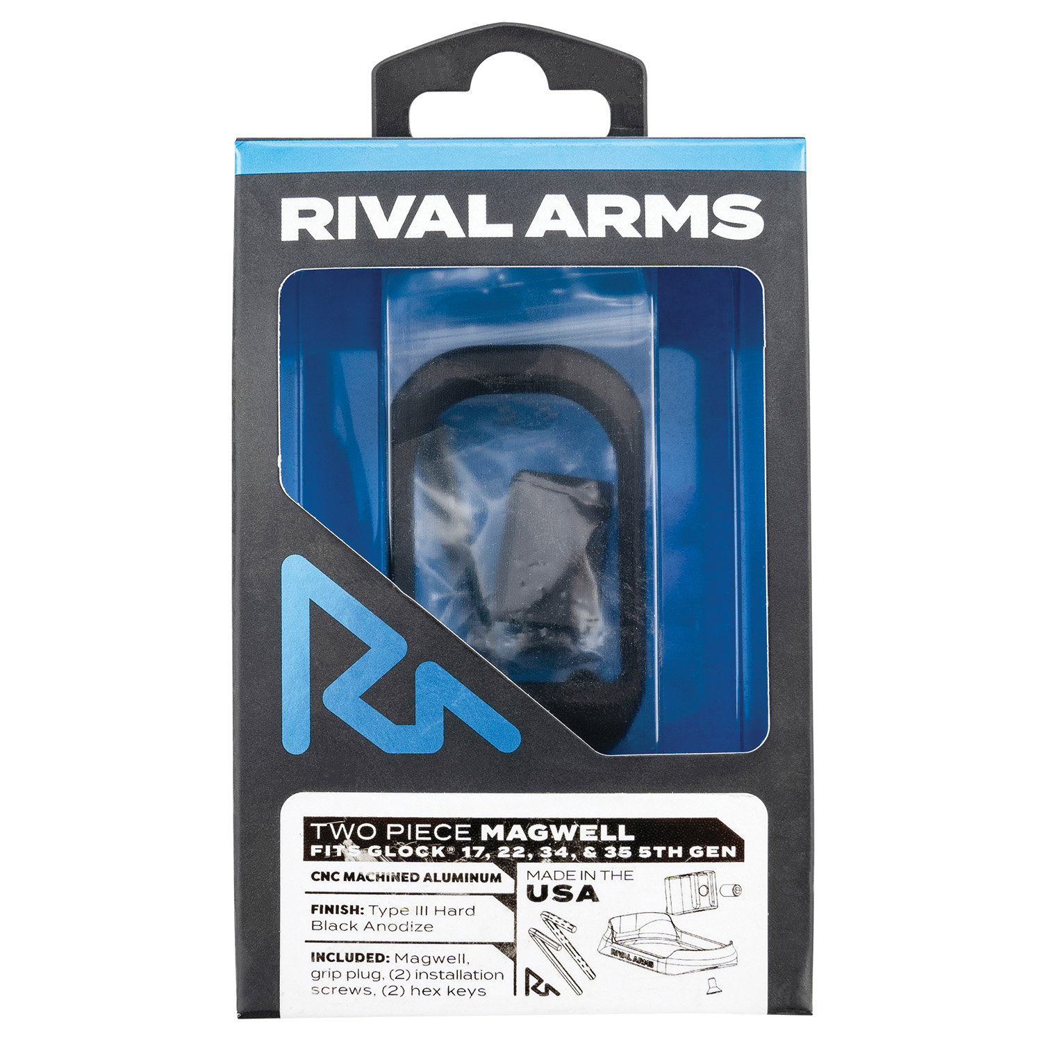 Rival Arms Glock 35 Gen5 Aluminum 2-Piece Magwell, Black - RARA70G121A - Rival Arms