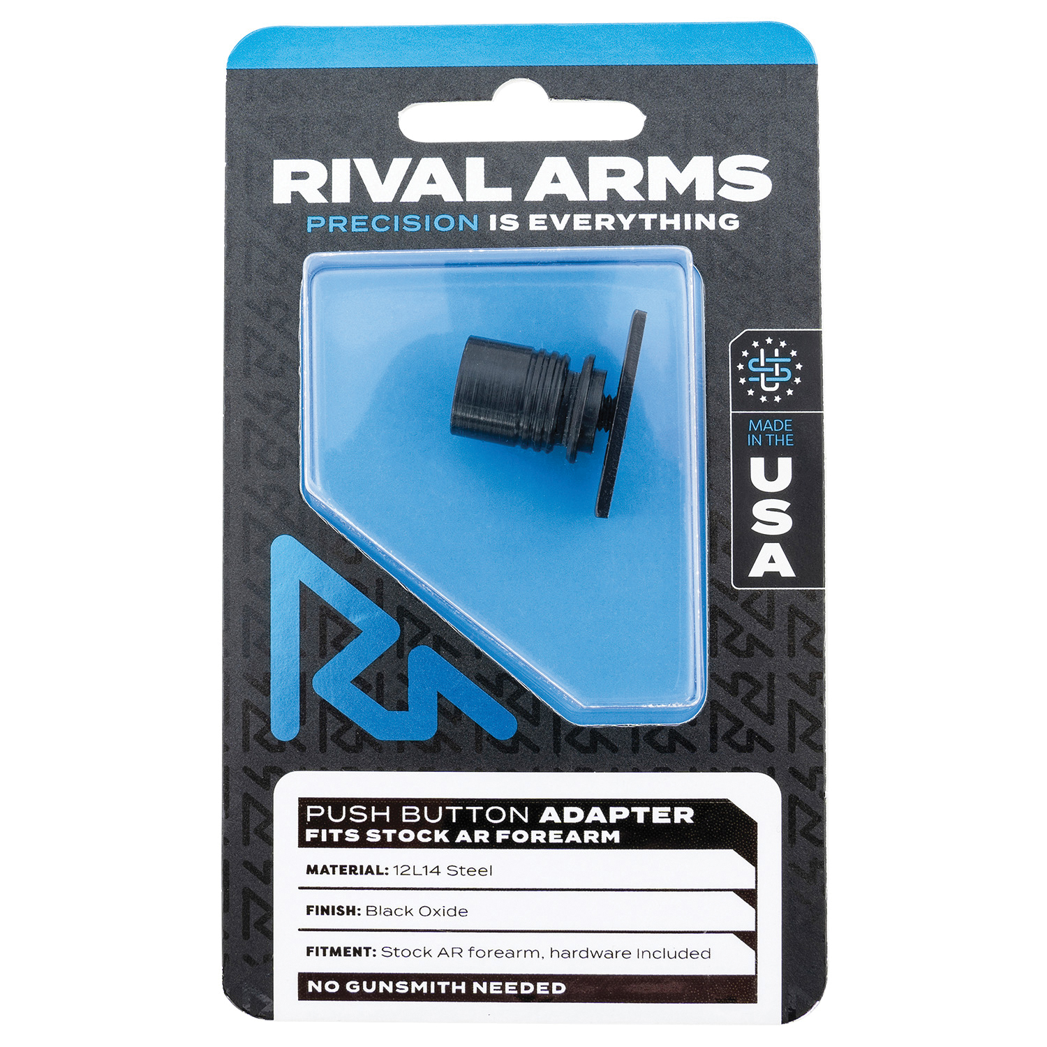 Rival Arms Forearm Push Button Adapter for AR-15 Mil-Spec Forearms, Black - RA-RA92M5B - Rival Arms