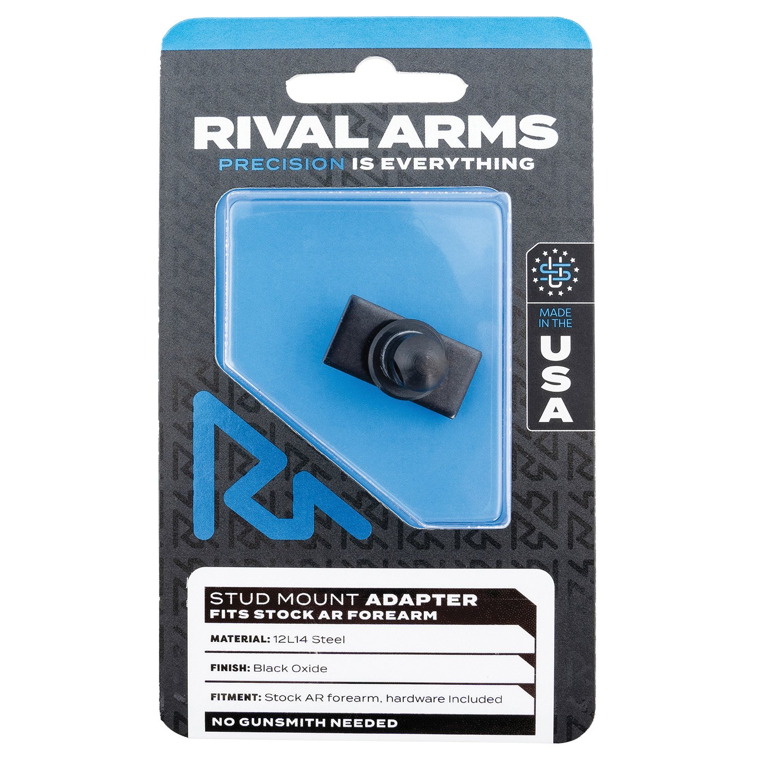 Rival Arms Forearm Stud Mount Adapter for AR-15 Mil-Spec Forearms, Black - RA-RA92M6B - Rival Arms