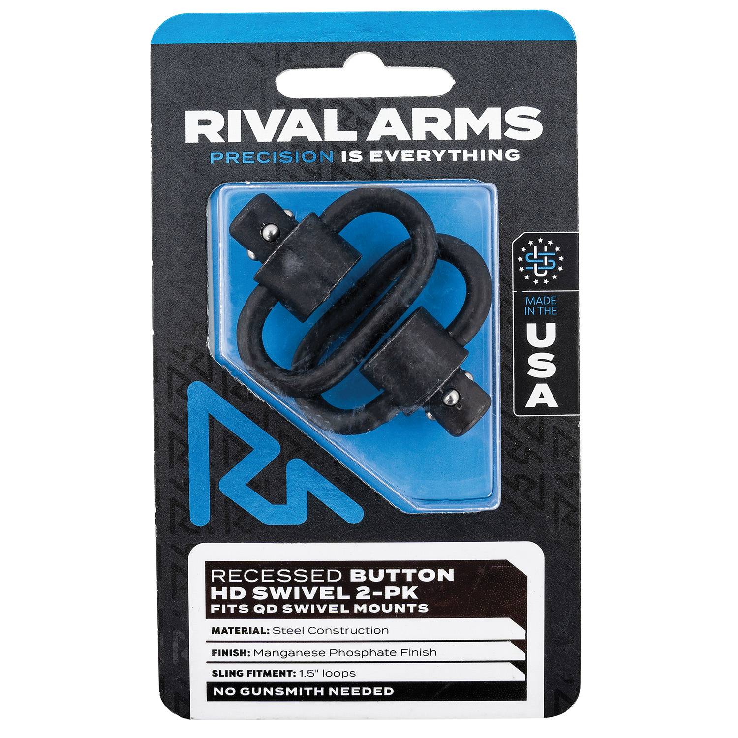 Rival Arms Quick Detach FL Swivel Set for QD Swivel Mounts, Black - RA-RA92S2A - Rival Arms
