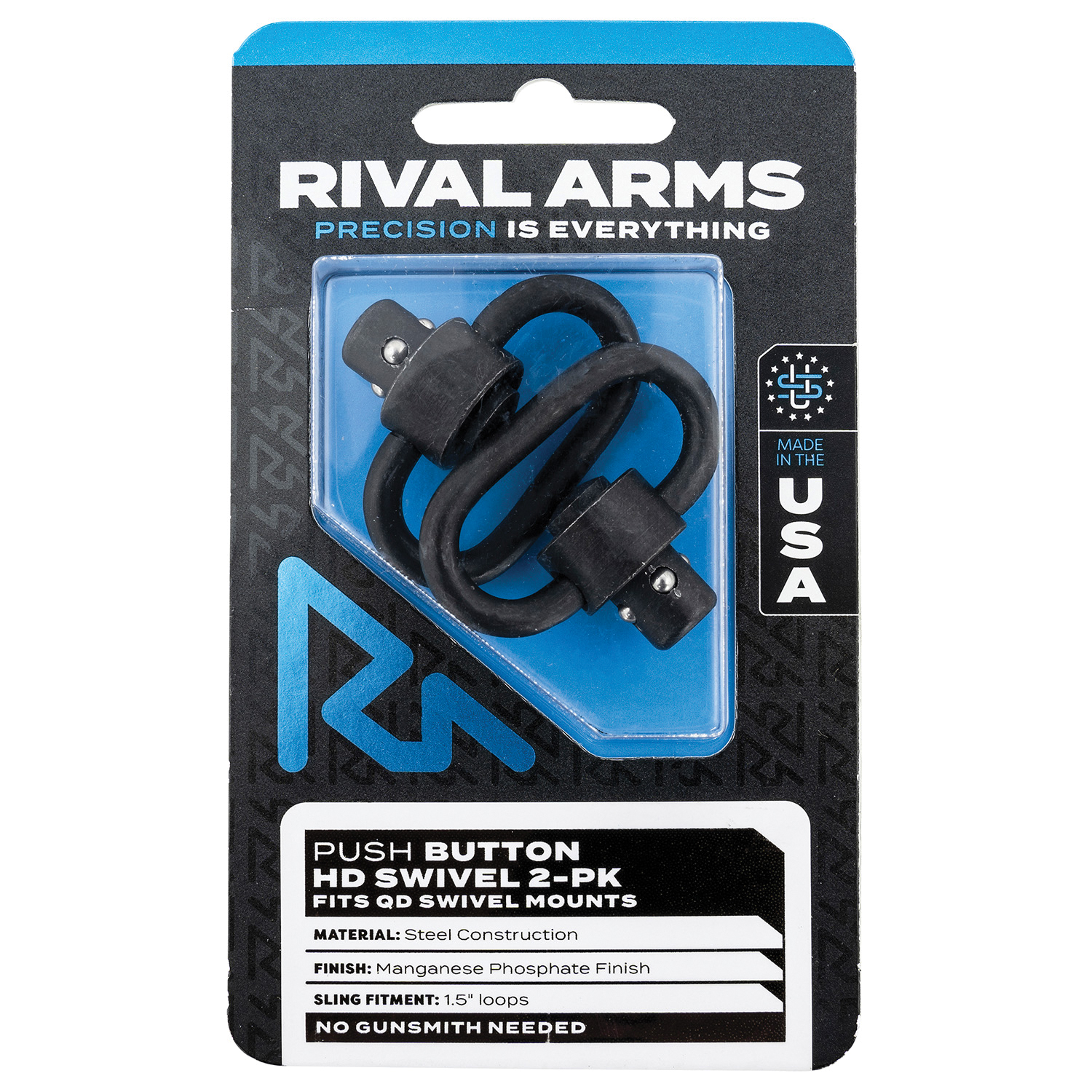 Rival Arms Quick Detach HD Swivel Set for QD Swivel Mounts, Black - RA-RA92S1A - Rival Arms