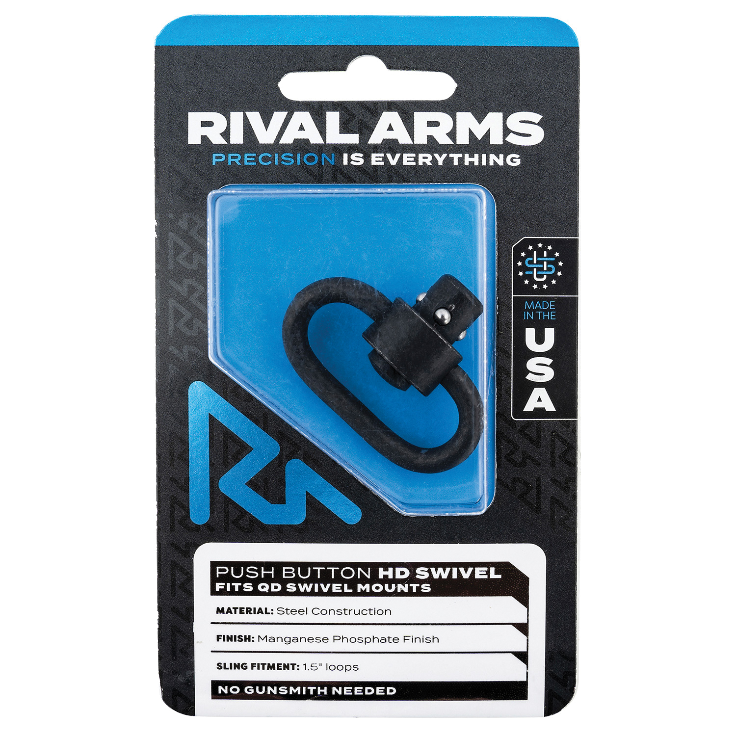 Rival Arms Quick Detach HD Single Swivel for QD Swivel Mounts, Black - RA-RA92S1B - Rival Arms