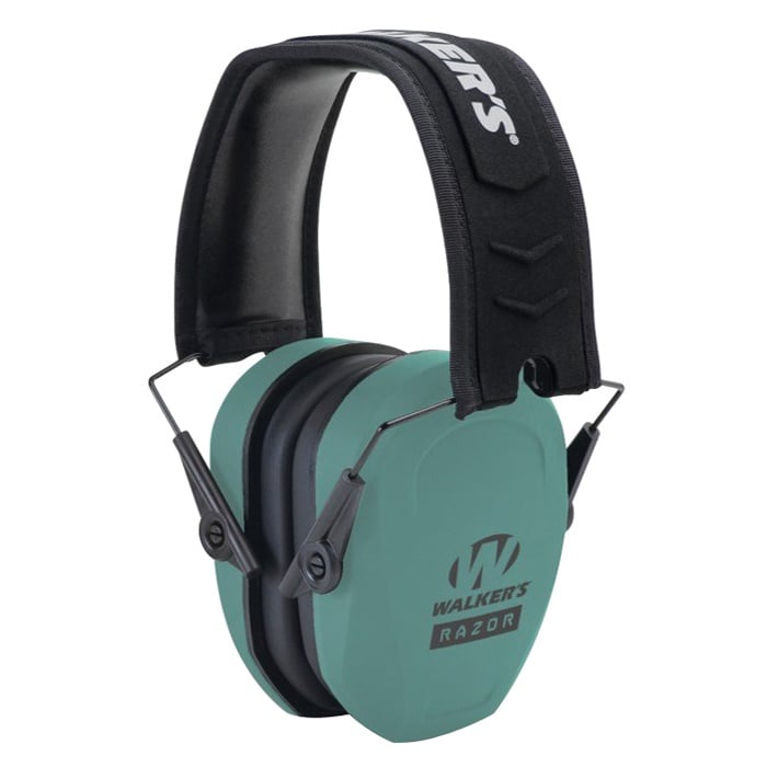 Walker Razor Slim Polymer Passive Earmuff Adult/27 dB, Black/Teal - GWP-RSMPAS-TL - Walkers Game Ear