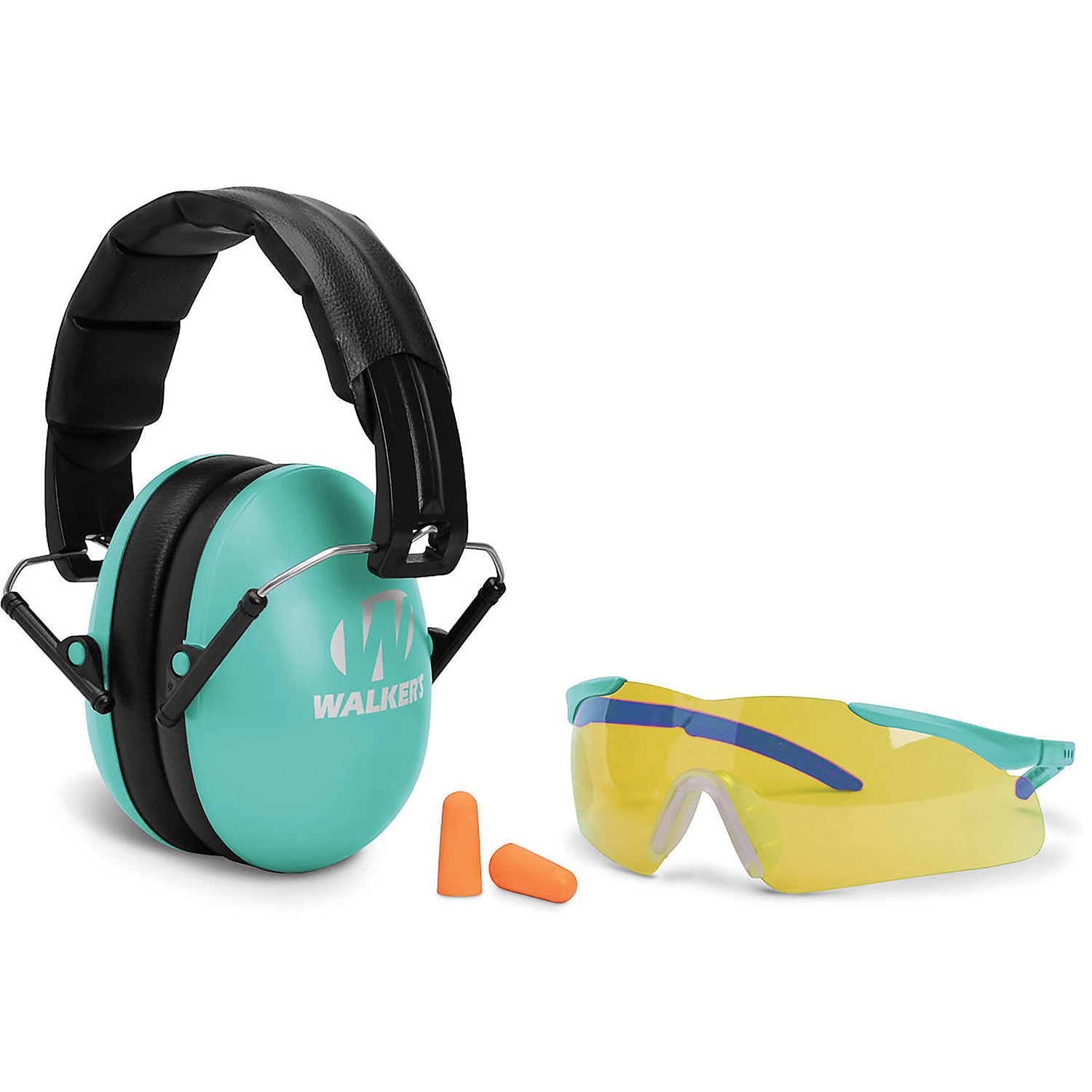 Walker Polymer Women Folding Muff Combo Kit Women/23 dB, Black/Teal - GWP-YWFM2GFP-LTL - Walkers Game Ear