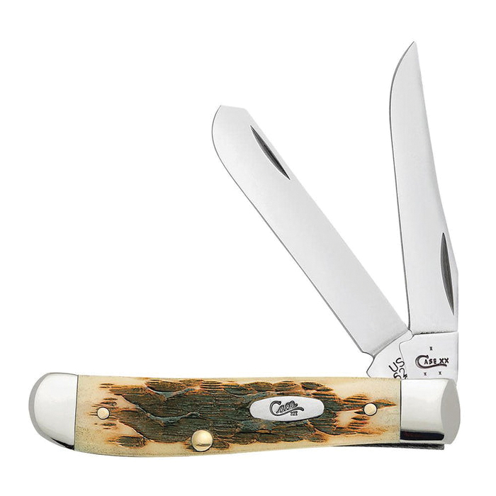 Case Trapper Pocket Folding Knife Amber Handle and Classic Clip, Spey Blades - 00013 - Case